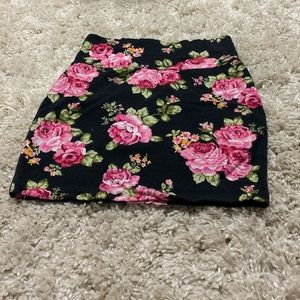 Black and Pink Floral Skirt